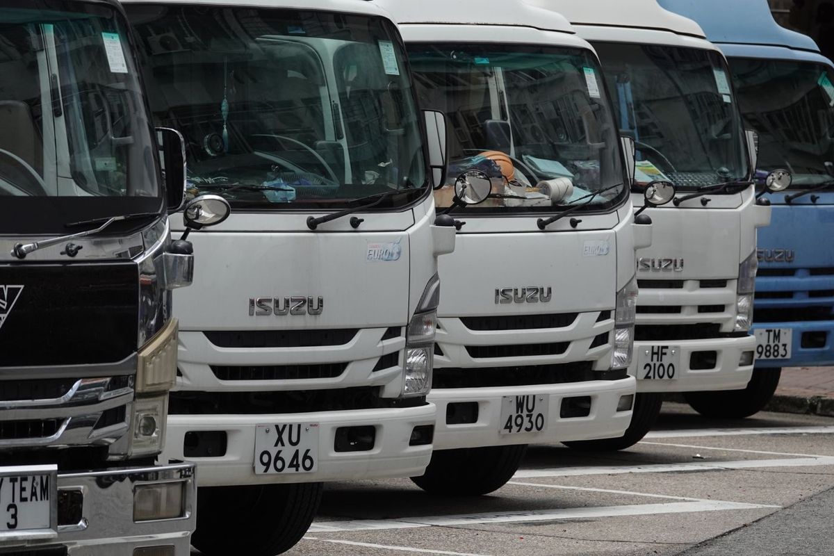 Fleet of delivery trucks